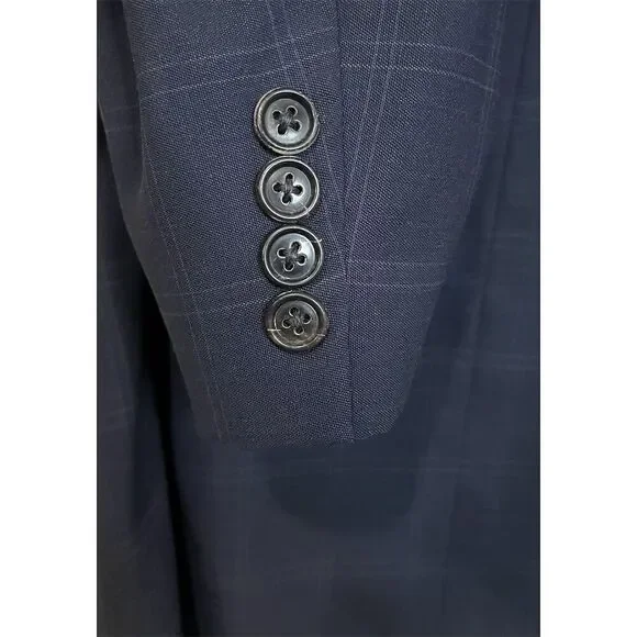 Ermenegildo Zegna Men's 52R Blue Wool Plaid Blazer Formal Designer Business - Picture 8 of 15